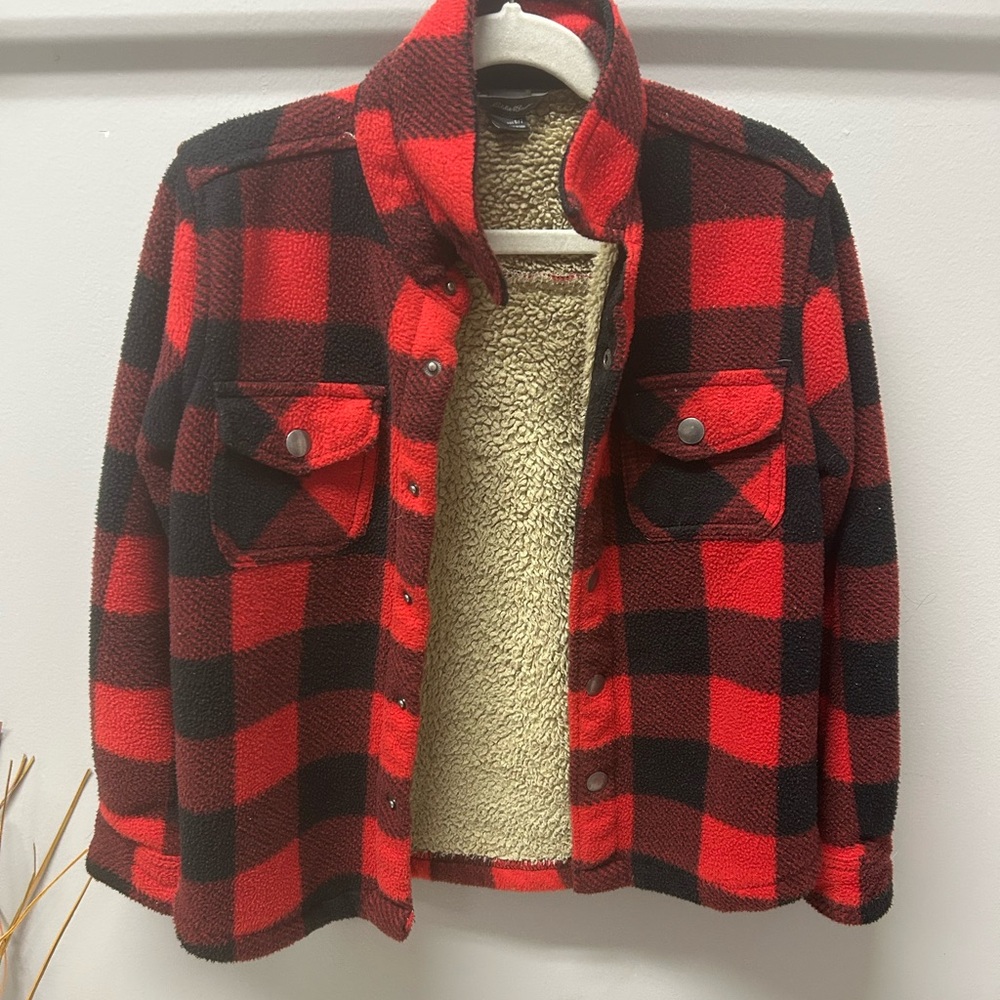 Eddie Bauer Red and Black Plaid Kids jacket size 6/7
